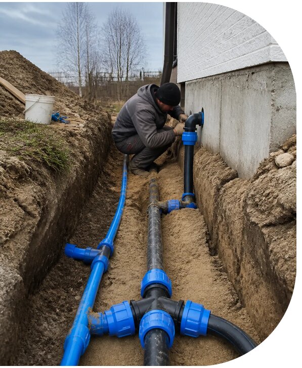 Монтаж наружного водопровода на участке под ключ в Петрозаводске